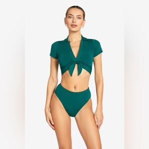 Robin Piccone Ava Knot Front Bikini Top in Malachite